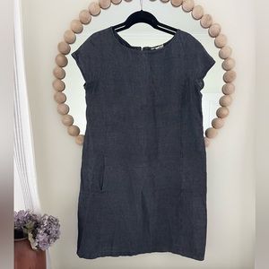 Eileen Fisher Blue Linen Chambray Denim Shift Dress